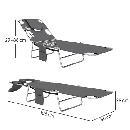 Reclining Face Hole Sun Lounger - Dark Grey