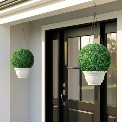 Set of Two Artificial Boxwood Balls Plants - Green