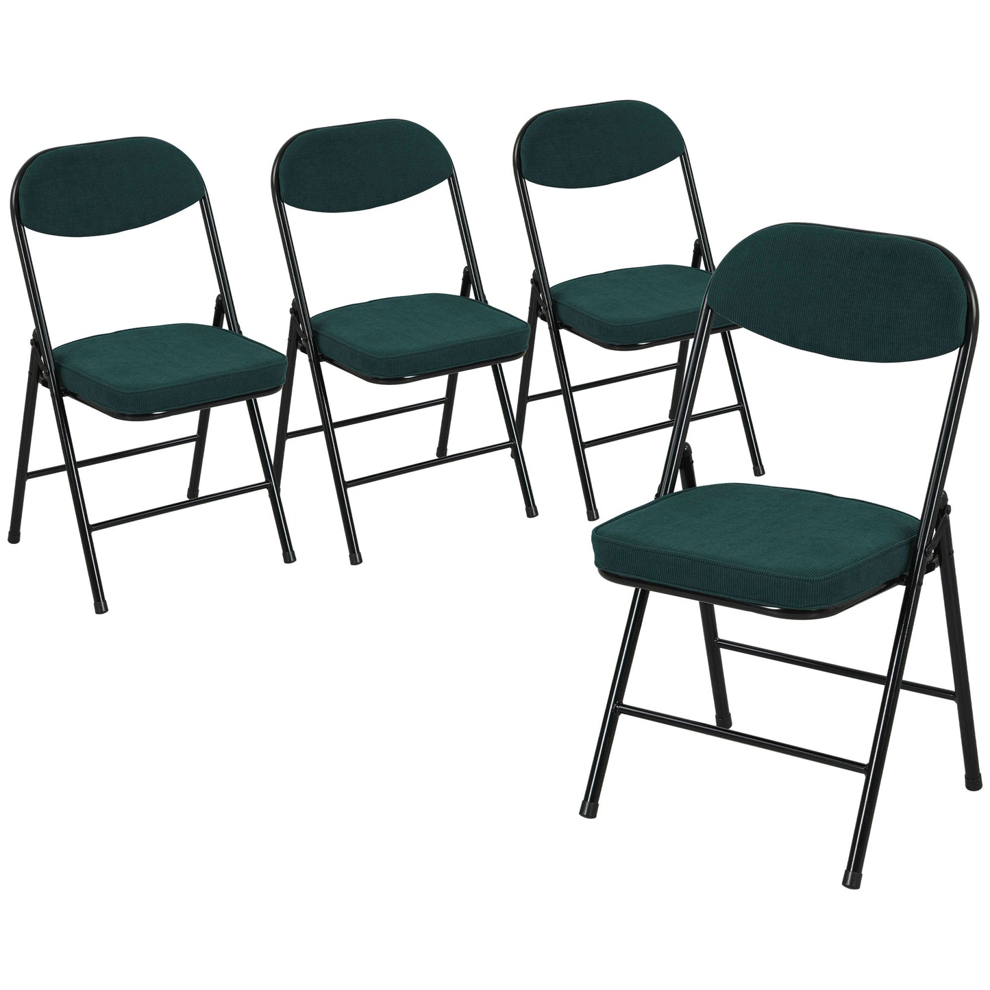 Set of Four Folding Corduroy Seat Chairs - Teal