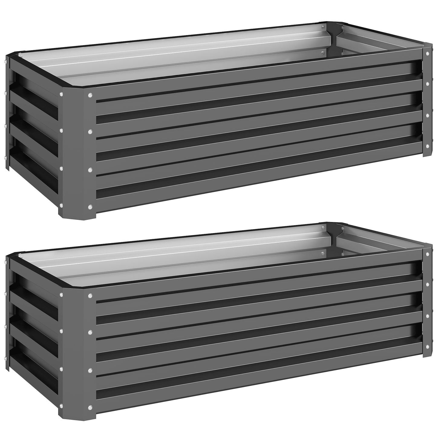 Set of Two 110 x 50cm Steel Planter Boxes - Light Grey