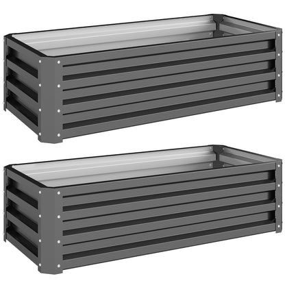 Set of Two 110 x 50cm Steel Planter Boxes - Light Grey