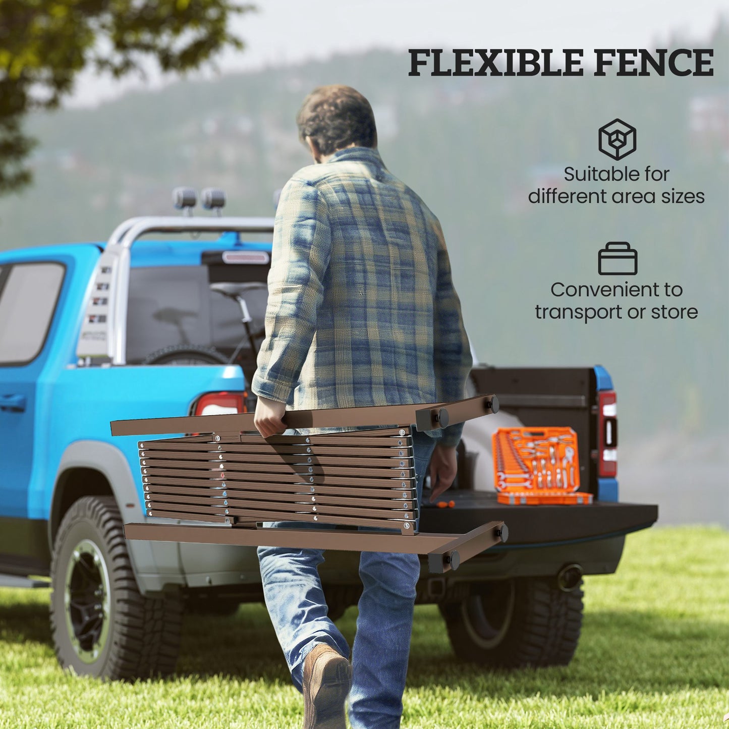 Expanding Trellis Fence, Freestanding Movable Fence, Foldable Garden Screen Panel, 250 x 103.5 cm, Dark Brown
