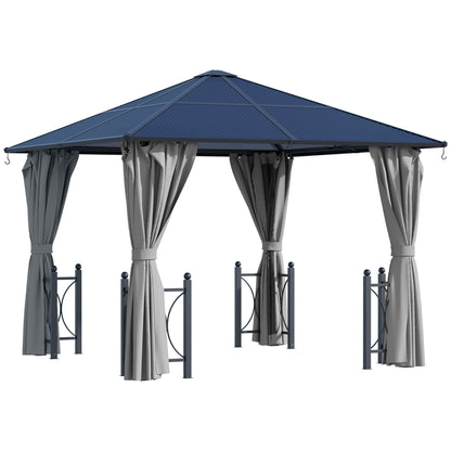 3 x 3(m) Hardtop Gazebo Canopy with Polycarbonate Roof, Alloy Aluminium Frame, Black