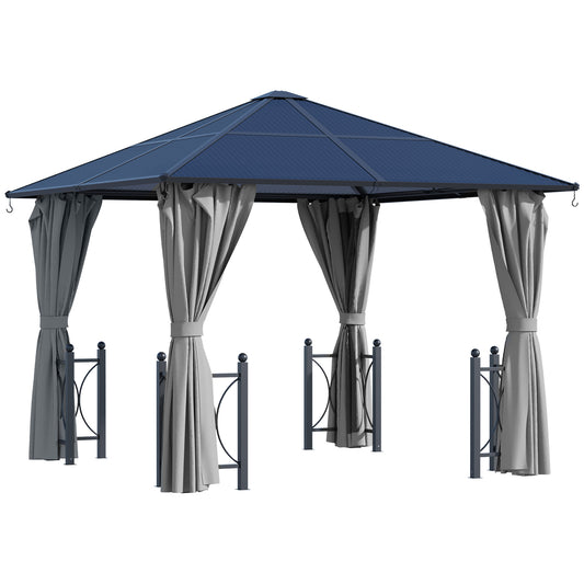 3 x 3(m) Hardtop Gazebo Canopy with Polycarbonate Roof, Alloy Aluminium Frame, Black