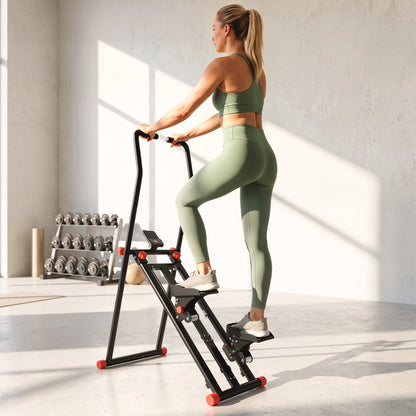 Stair Stepper for Home Gym with 3 Resistances, Foldable Vertical Stair Climber with Adjustable Handlebar, LCD Monitor