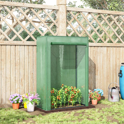 100 x 50 x 150cm Tomato Greenhouse Steel Frame PE Cover with Roll-up Door Outdoor for Backyard, Balcony, Garden, Green