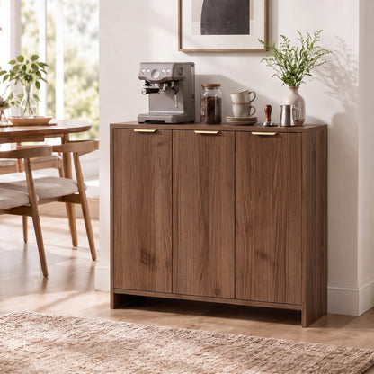 Sideboard Cabinet, Modern Storage Cabinet with 3 Doors and Adjustable Shelves for Living Room, Dining Room, Brown