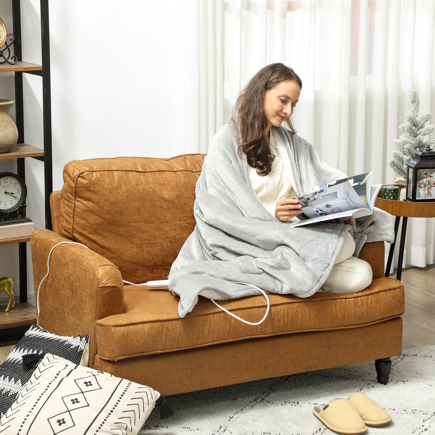 Heated Blanket 180 x 130cm, Electric Throw Blanket with 10 Heat Levels and 10H Timer