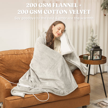 Heated Blanket 180 x 130cm, Electric Throw Blanket with 10 Heat Levels and 10H Timer