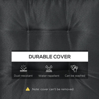 Set of 4 Garden Seat Cushion with Ties, 42 x 42cm Replacement Dining Chair Seat Pad, Black