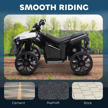 6V Kids ATV, 4 Wheeler Electric Ride on Car with Music and LED Headlights, for Ages 18-56 Months Boys and Girls, White
