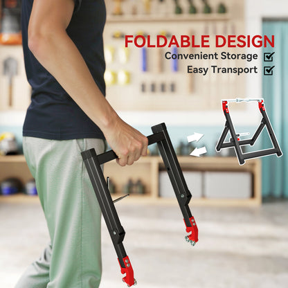 Foldable Motorcycle Wheel Balancer Truing Stand with Spoke Wrench, Steel Bike Tyre Rim Balancing Stand with Aluminium Shaft