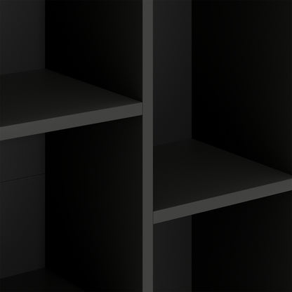 2-Tier Bookshelf with 5 Compartments - Black