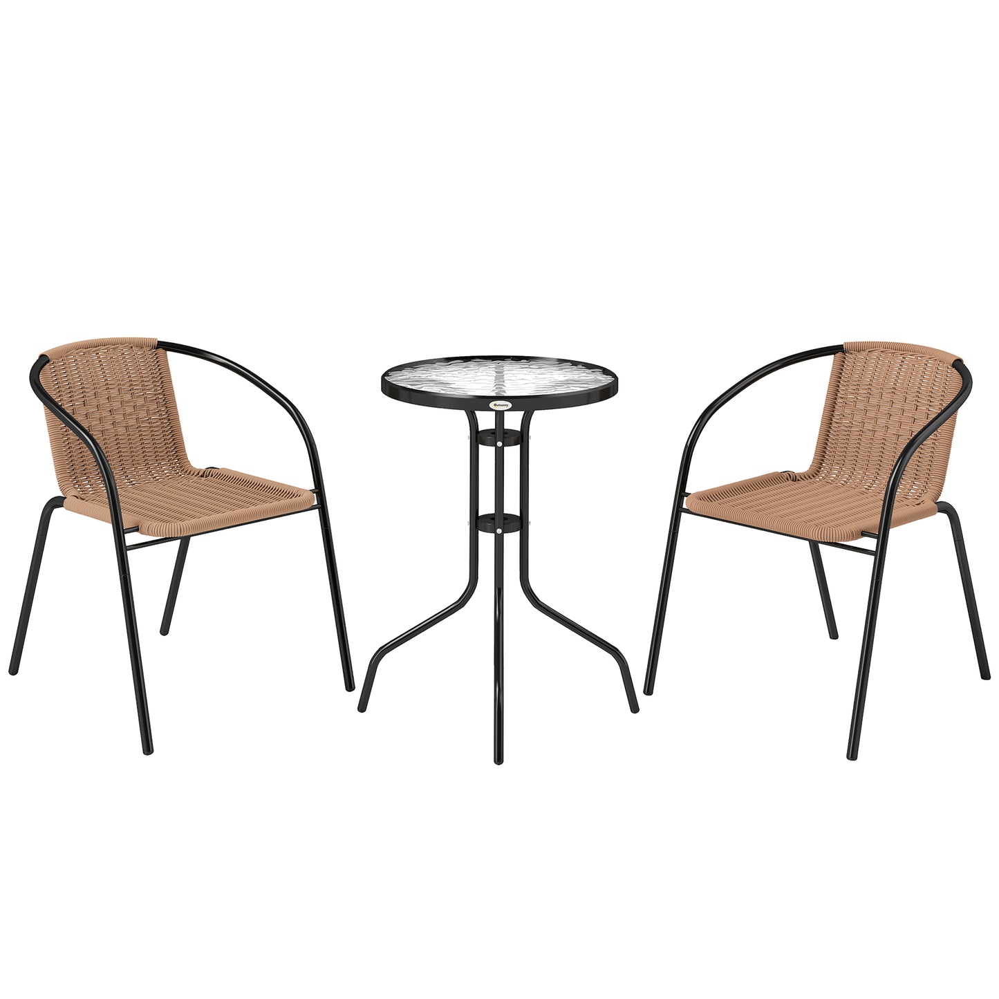 3 Pieces Rattan Bistro Set - Brown
