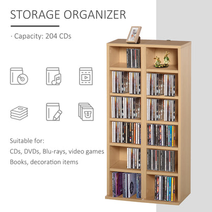 204 CD Media Display Shelf Unit Set of 2 Blu-Ray Tower Rack w/ Adjustable Shelves Bookcase Storage Organiser