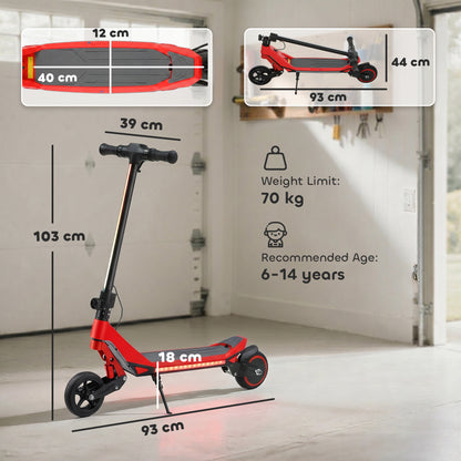 Electric Scooter for Kids, Foldable E Scooter for Age Age 6+ with LED Display, RGB lights, Up to 16km/h, Red