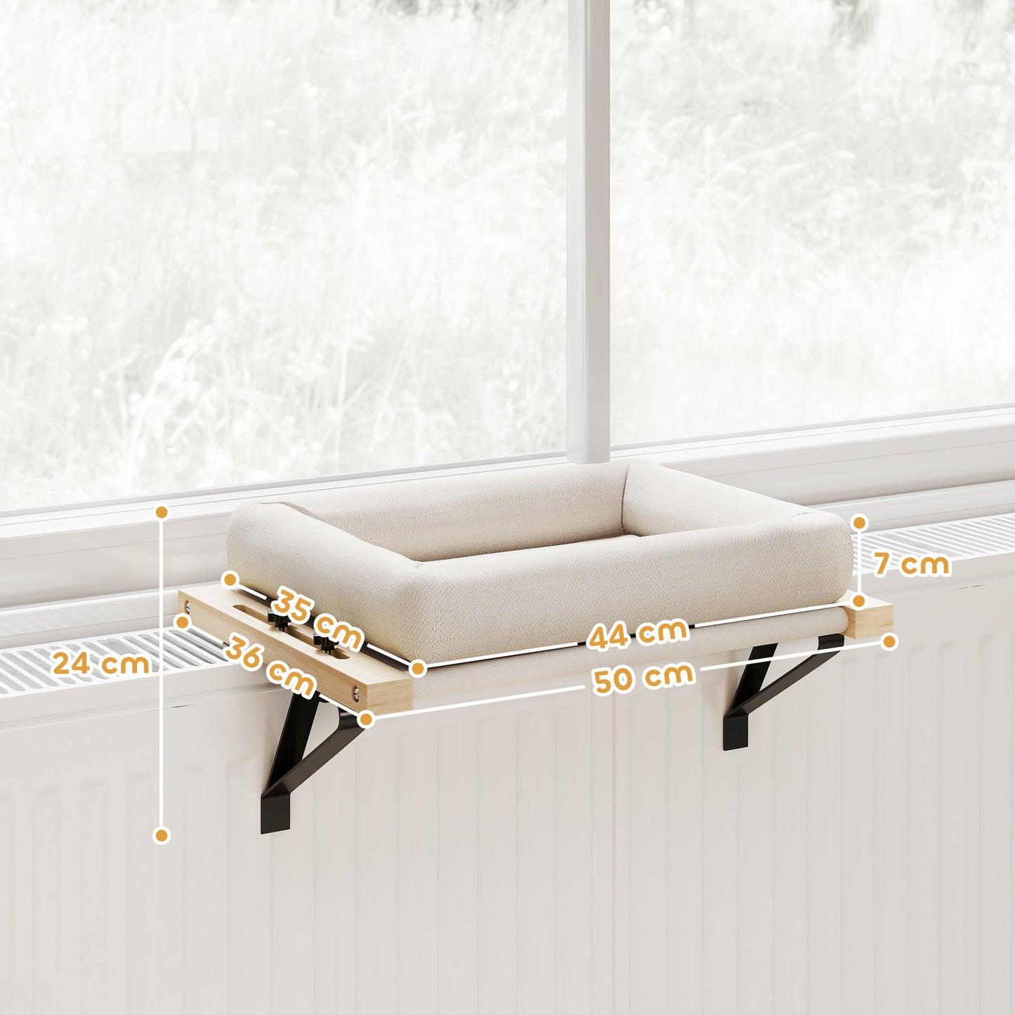Cat Radiator Bed, Adjustable Hanging Cat Hammock with Removable and Washable Cushion for Indoor Cats, Cream White
