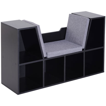 Bookcase with Cushioned Reading Seat – Black