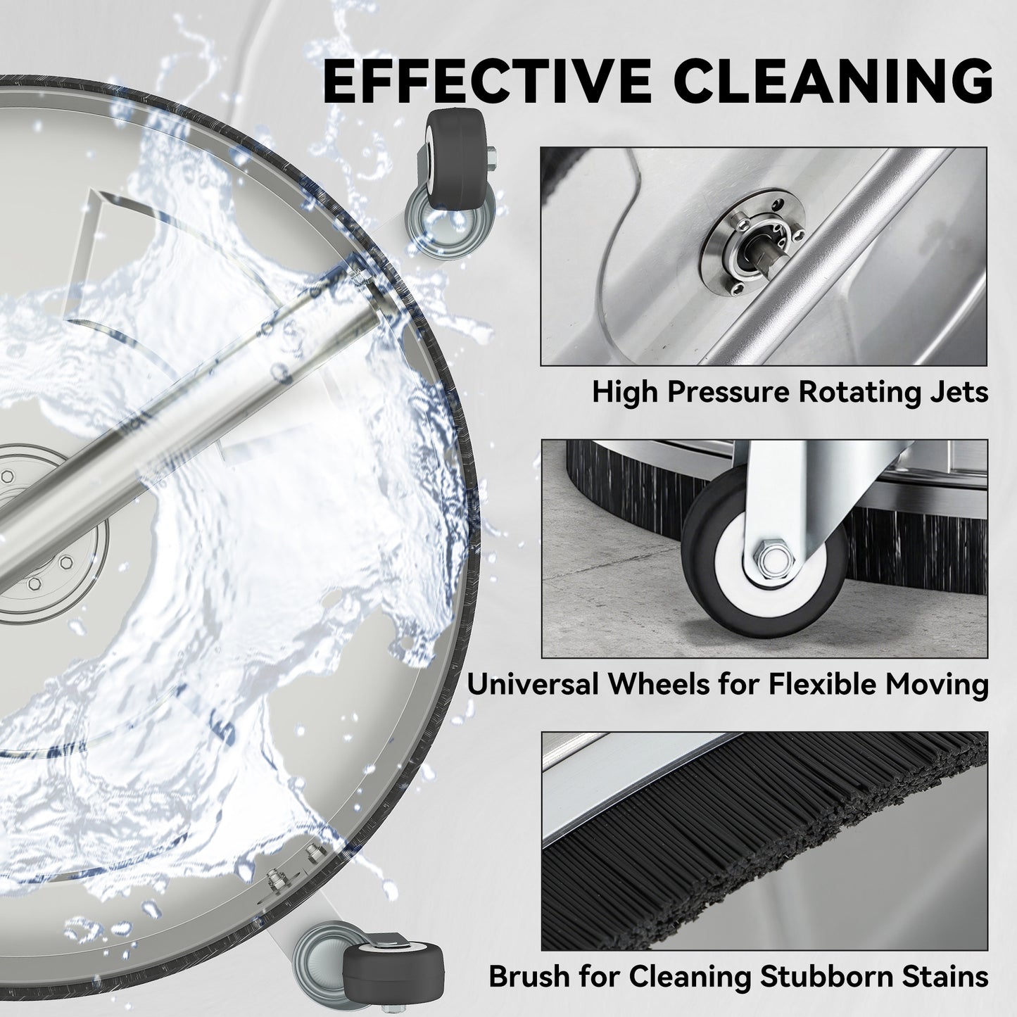 Pressure Washer Surface Cleaner 3600 PSI Power Washer Rotary Surface Cleaner with 4 Wheels for Driveways