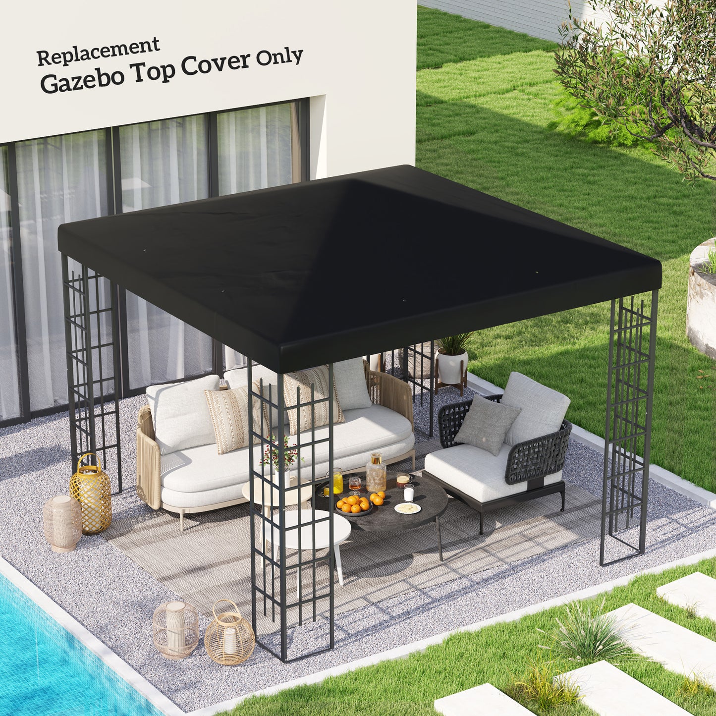 3 x 3(m) Gazebo Frame Replacement - Black