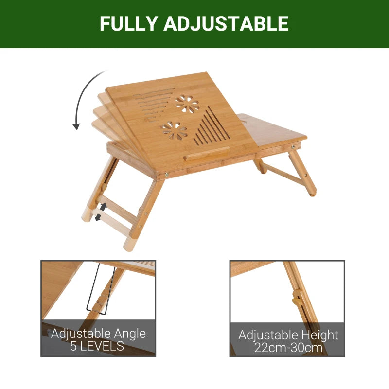 Adjustable Portable Laptop Desk Bed Table Tray with Drawer