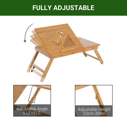 Adjustable Portable Laptop Desk Bed Table Tray with Drawer