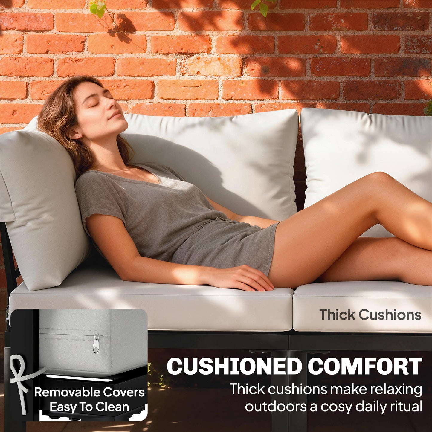 Garden Furniture Set, 6 Piece Corner Sofa Set with Loveseat, Coffee Table, Sofa with Integrated Side Table