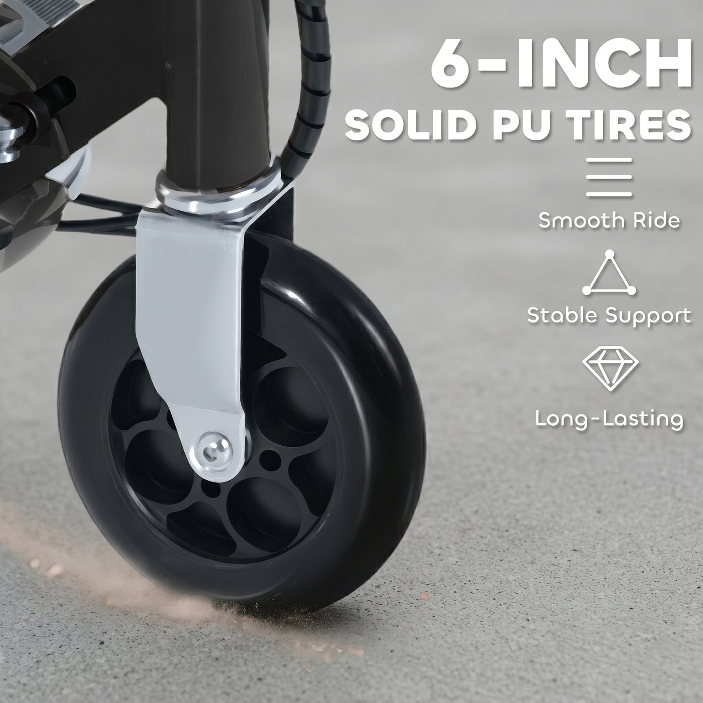 Foldable Powered Scooter with Adjustable Handle, Brake, Black