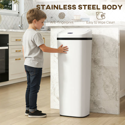 50L Stainless Steel Sensor Bin - White