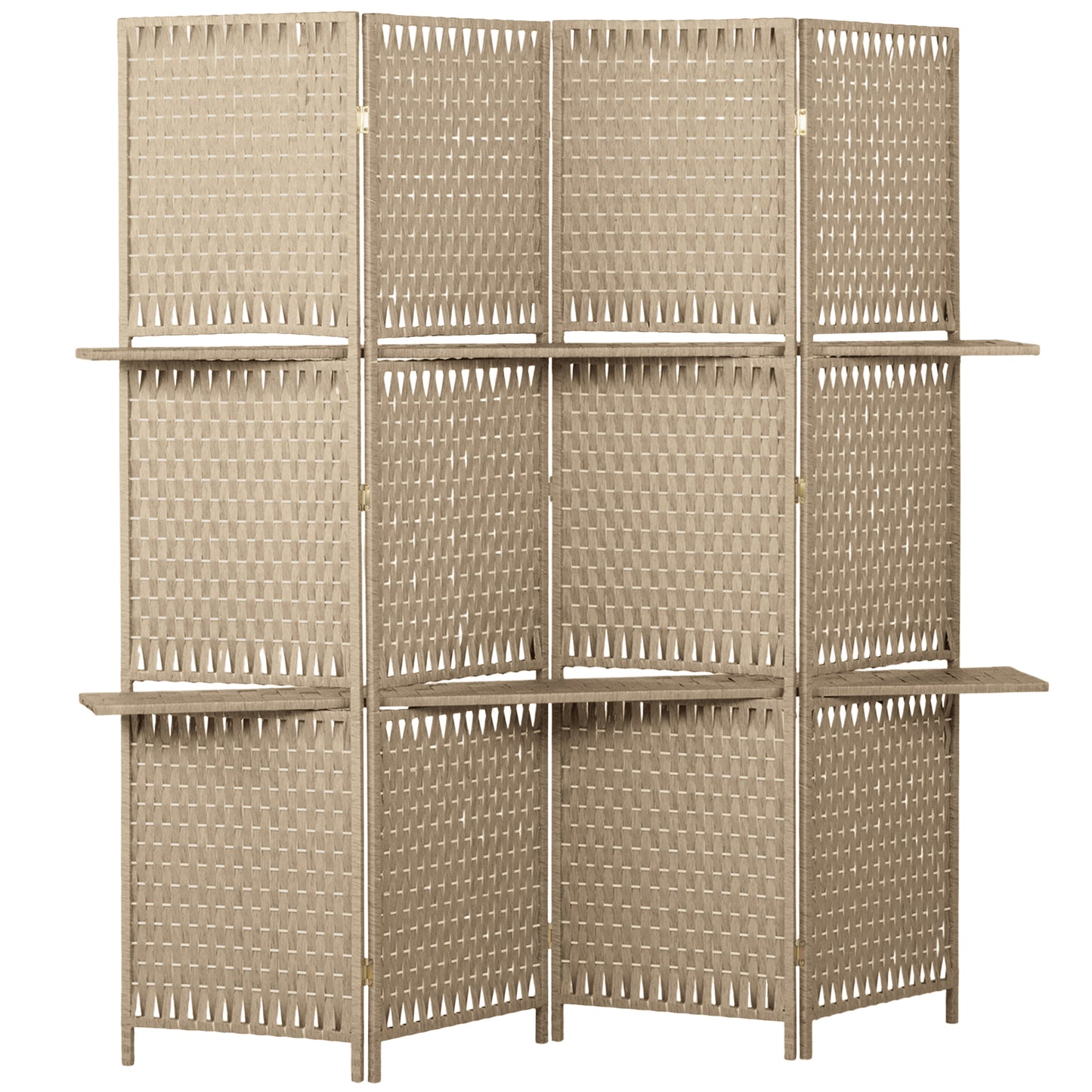 Wave Fibre Freestanding Folding Privacy Screen Panels, Room Divider, Natural Wood Finish