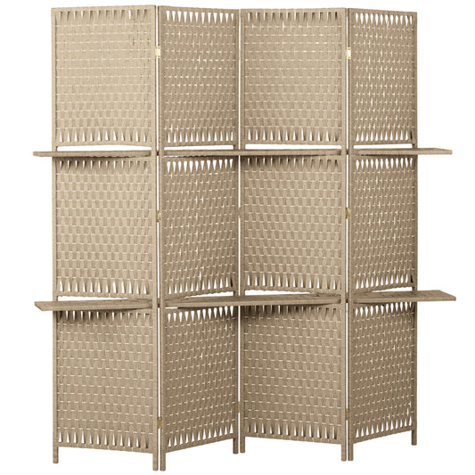 Wave Fibre Freestanding Folding Privacy Screen Panels, Room Divider, Natural Wood Finish