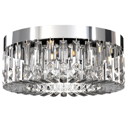 Crystal Chandeliers with 160 Crystal Pendants, 6-Light Ceiling Light for Living Room, Bedroom Dining Room, Silver Tone