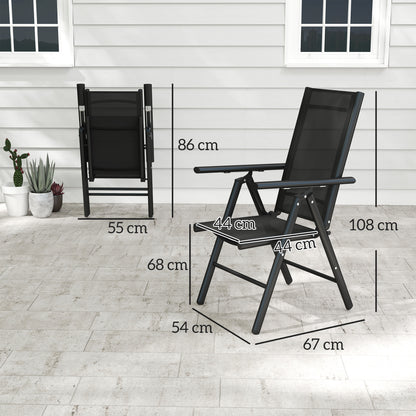 Set of 2 Folding Garden Chairs, Aluminium Frame Outdoor Dining Chairs with Breathable Mesh Back and Seat