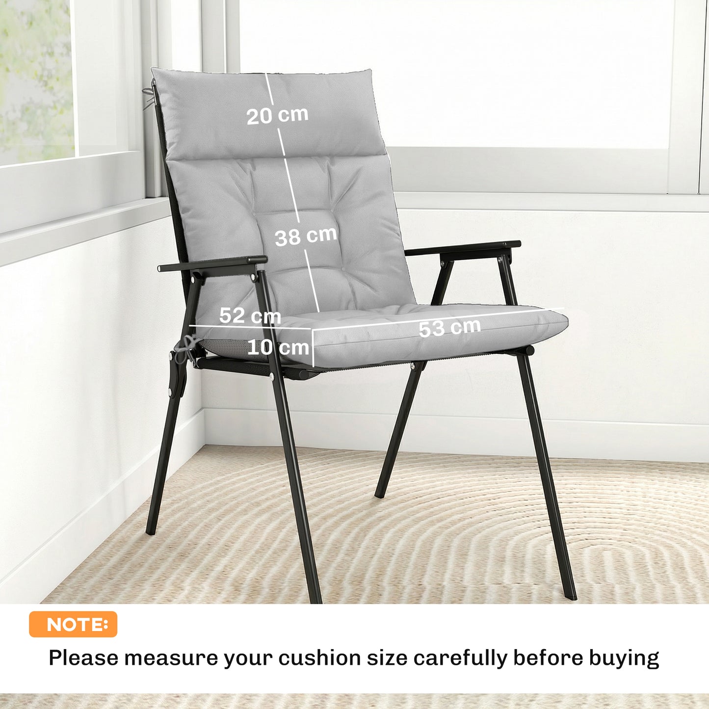 Patio Chair Cushions Set of 4, Waterproof Non-Slip Lounge Chair Cushions, 112x53cm, Light Grey