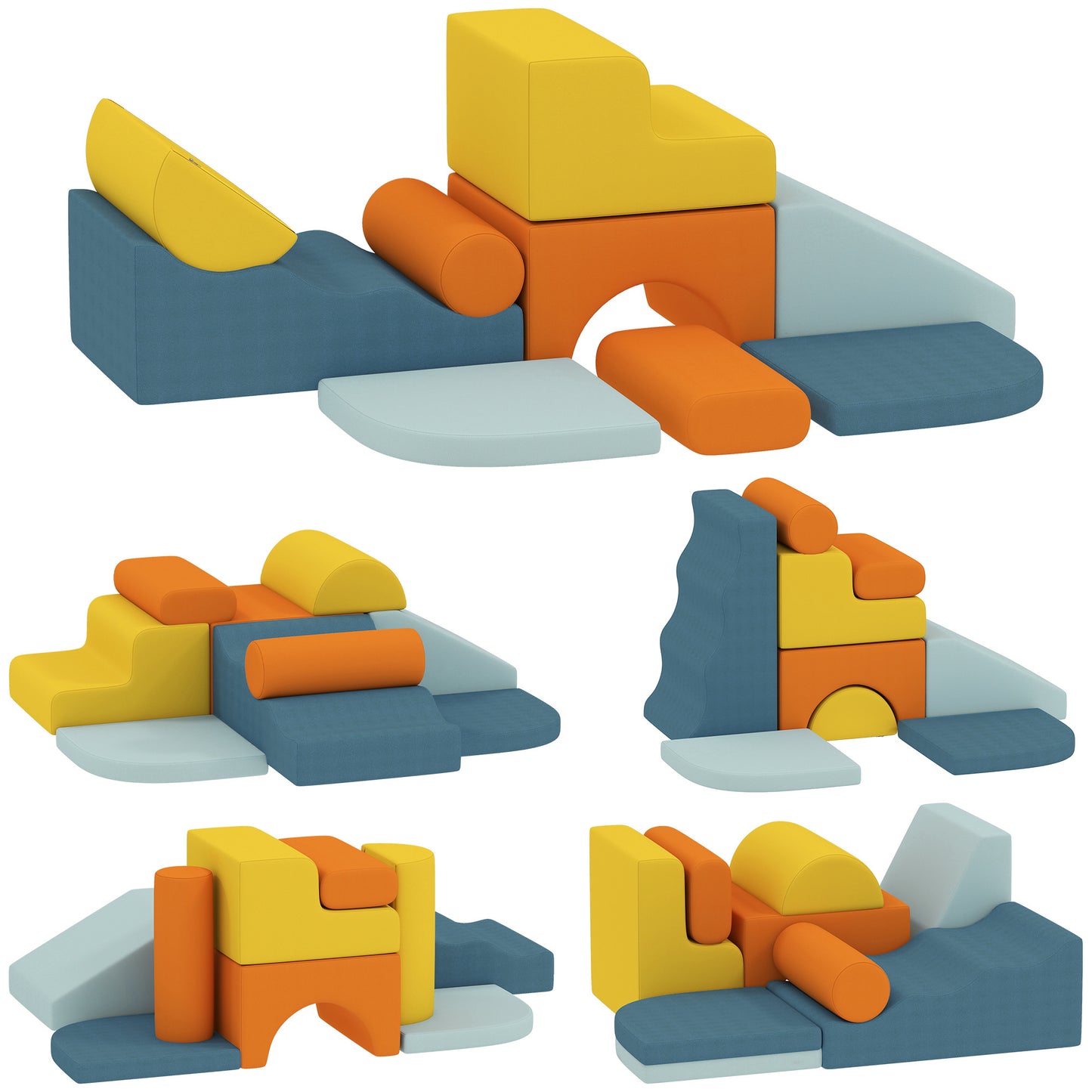 9-Piece Soft Play Set, Kids Soft Play Foam Blocks with Detachable Cover for Climbing and Crawling