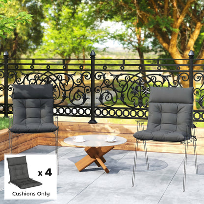 Patio Chair Cushions Set of 4, Waterproof Non-Slip Lounge Chair Cushions, 112x53cm, Dark Grey