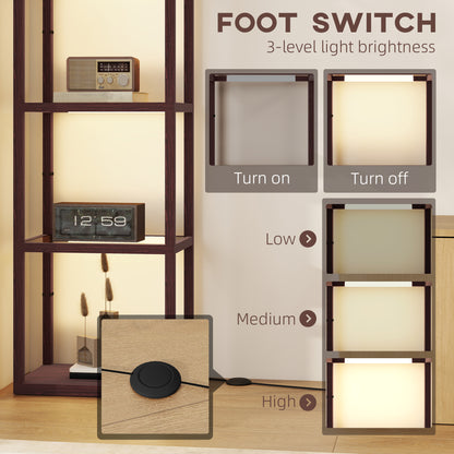 Four-Shelf Floor Lamp - Dark Brown