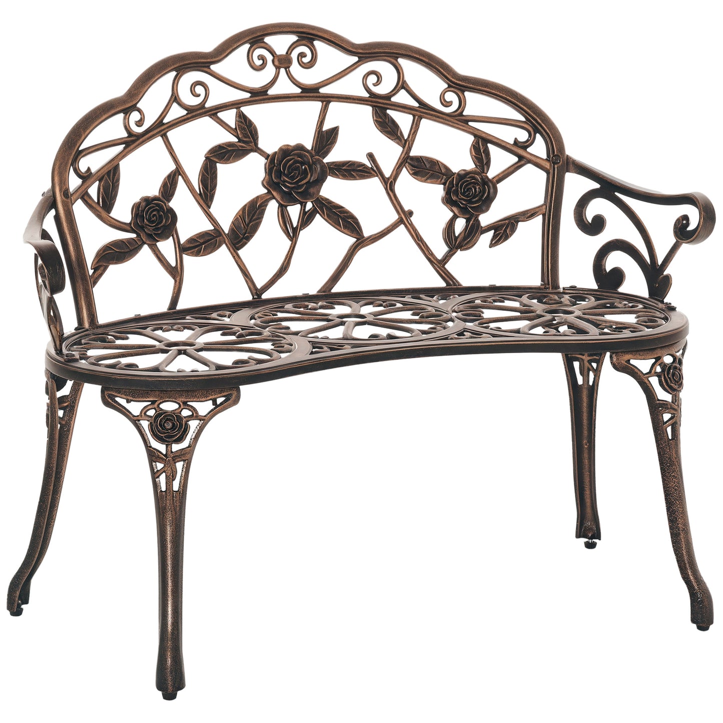 Cast Aluminium Garden Bench - Bronze Tone