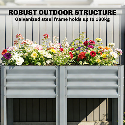 Raised Garden Bed with Storage Shelf Steel Elevated Planter Box with Legs for Outdoor Vegetables Flowers