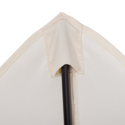 2m Garden Parasol Umbrella, Outdoor Sun Shade with 6 Sturdy Ribs for Balcony, Bench, Garden, Cream White