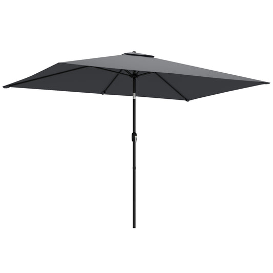 Garden Parasol, Parasol Umbrella with Crank Handle, Tilt Function, Polyester Canopy, Dark Grey