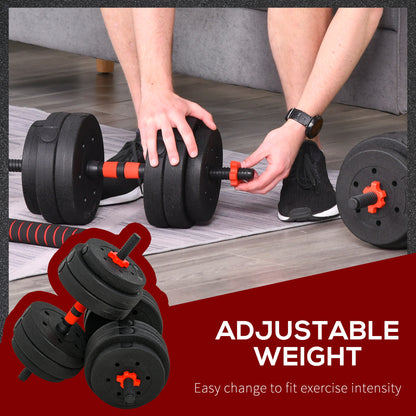 25kg 2 IN 1 Adjustable Dumbbells Weight Set, Dumbbell Hand Weight Barbell for Body Fitness, Lifting Training for Home