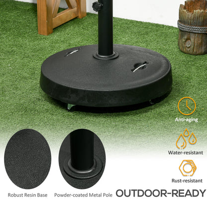 25kg Resin Garden Parasol Base with Wheels and Retractable Handles
