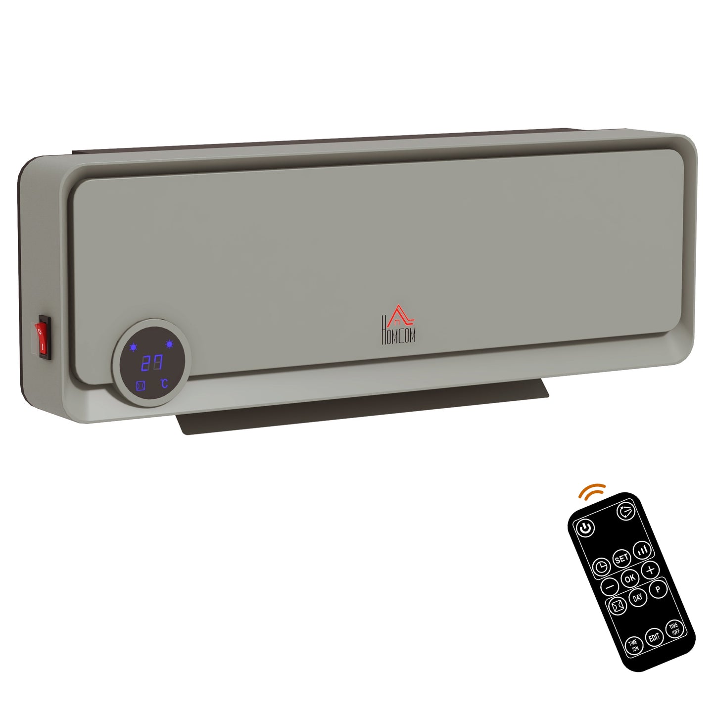Wall Downflow Heater 2 Heat and Fan 1000W/2000W, Electric Space Heater with Timer Remote Oscillating