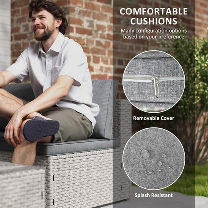 Seven-Piece Modular Rattan Set - Grey
