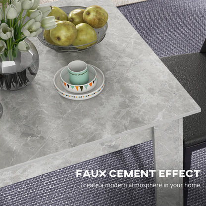 Square Dining Table, Modern Small Dining Table with Faux Cement Effect, Space Saving, Non-slip Foot Pads, Cement Grey