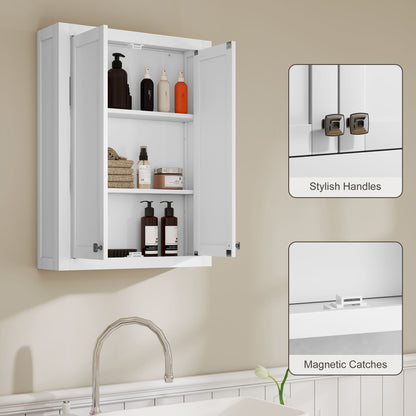 Bathroom Wall Cabinet with Adjustable Shelves - White