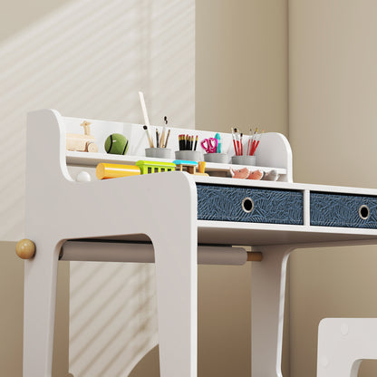 Art Table and Chair Set for children, Kids Art Desk and Chair Set with Storage Shelf and Drawers