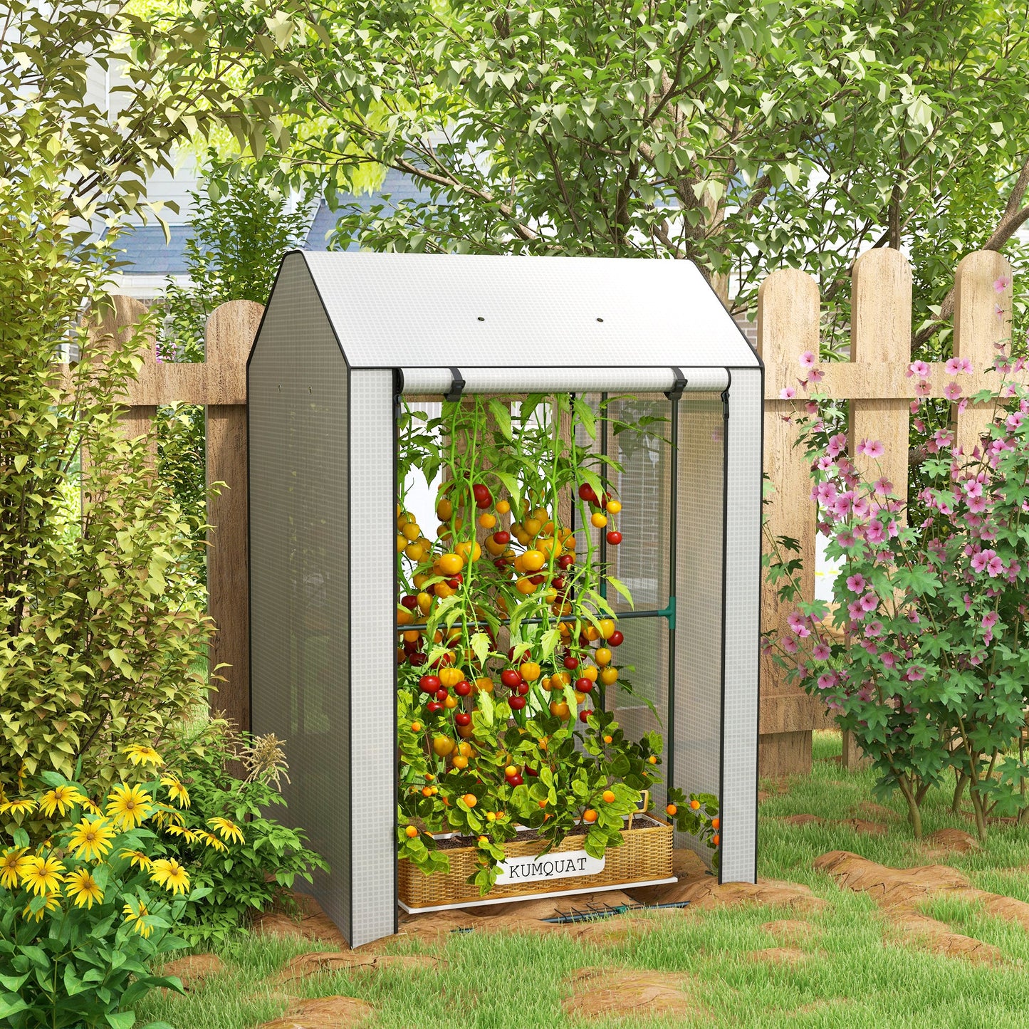 Mini Greenhouse with 4 Wire Shelves, Portable Tomato Greenhouse