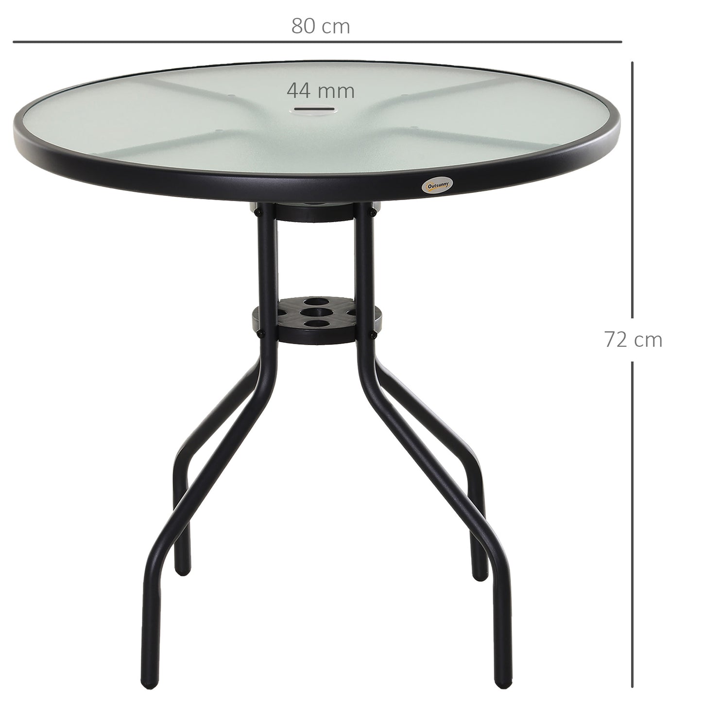 80 cm Round Garden Dining Table with Parasol Hole for 4, Outdoor Coffee Bistro End Side Table